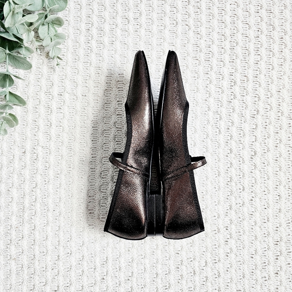 Anthropolgie Maypol Mary Jane Ballet Flats Metallic Bronze Leather 40 9.5 - Picture 7 of 12